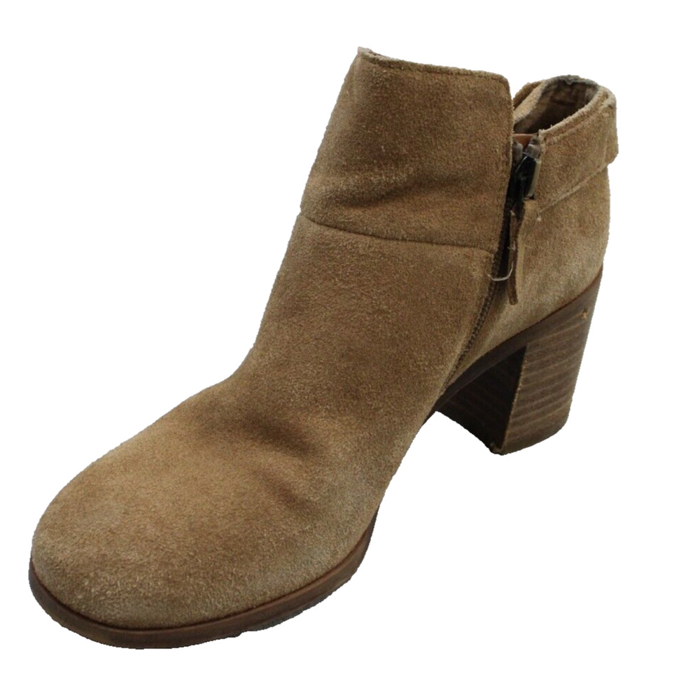 Franco Sarto Booties Womens Size US 7M Tan‎ Leather Side Zipper Ankle A-Matisse